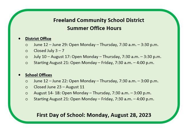 Freeland Summer Office Hours